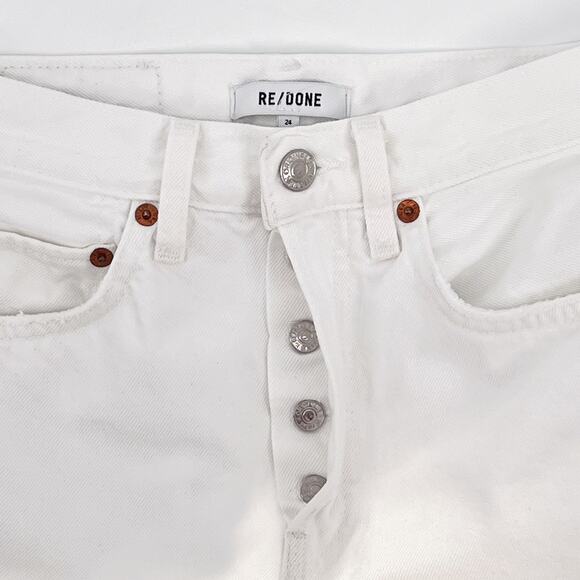 RE/DONE 90s High Rise Loose Jeans Size 24 White Distressed Ripped Denim - Picture 5 of 9